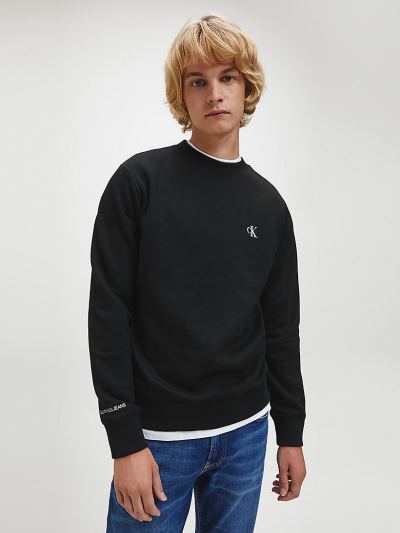 Calvin Klein Ruhák HU666715 | Calvin Klein Cotton Blend Fleece Férfi Pulóver Fekete